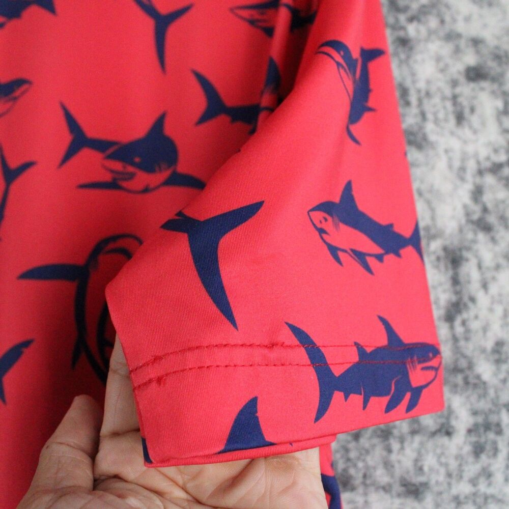 Waggle Polo Shirt Mens XL Red Shark Print Stretch Performance Golf - Picture 8 of 12